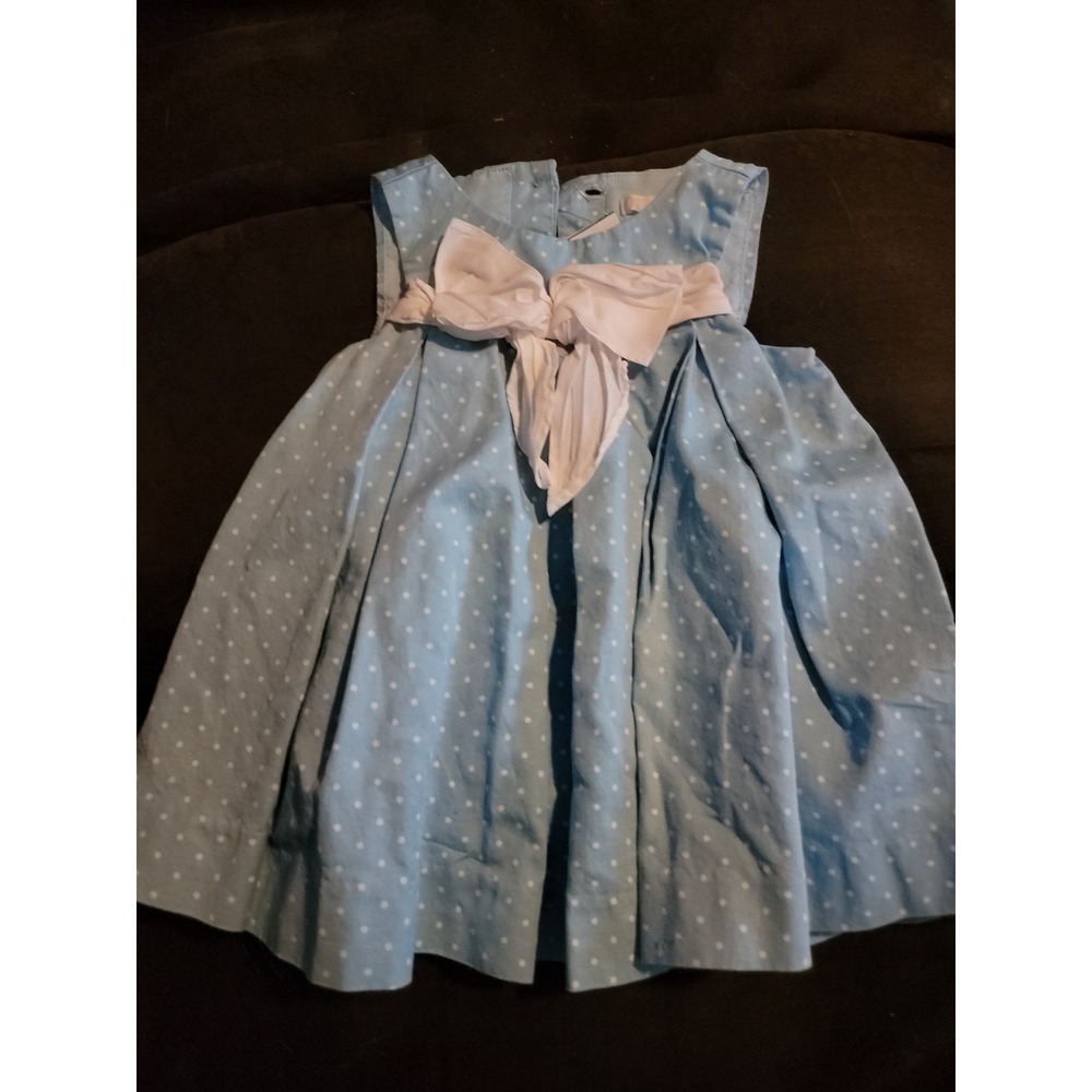 Janie and jack blue polka dot dress size 3 6 months